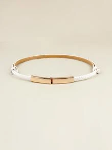 金屬搭扣細腰帶 - 白色 - 查看 7