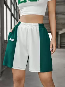 Shorts deportivos de color combinado - Multicolor - Ver 1