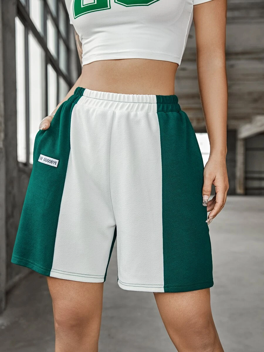 Shorts deportivos de color combinado - Multicolor - Ver 1