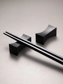 2 قطعة حامل عيدان طعام أحادية اللون، حامل أعواد خشبية من البلاستيك الأسود، لغرفة الطعام والمطبخ، هدية عيد الميلاد