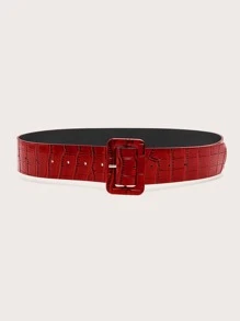 Rectangle Buckle Belt Halloween Summer, School - Red - View 5