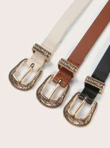 3入組金屬搭扣腰帶 - 彩色 - 查看 3