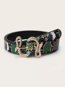 Party Snakeskin Pattern Serpentine Buckle Belt Halloween Fall, Autumn, Halloween - Multicolor - View 1