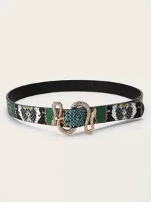 Party Snakeskin Pattern Serpentine Buckle Belt Halloween Fall, Autumn, Halloween - Multicolor - View 2