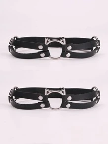 2pcs Cat Leg Stockings Suspender Carter Belt - Black - View 2