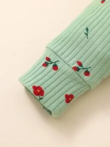 Baby Floral Print Ruffle Trim Jumpsuit - Mint Green - View 4