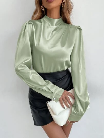 satin turtleneck blouse