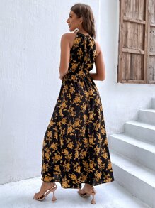 Breezaya Allover Floral Print Belted A-line Dress - Multicolor - View 2