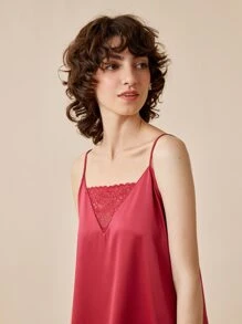 LUVLETTE Satin Nightgown - Burgundy - View 3