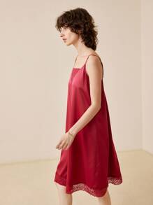 LUVLETTE Satin Nightgown - Burgundy - View 5