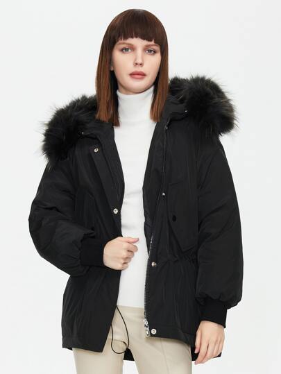 ZIAI Flap Pocket Hooded Parka Coat