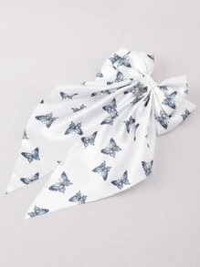 1件女士发饰，白色和蓝色蝴蝶结印花蝴蝶结发夹，适合日常、派对、婚礼、户外活动佩戴，头部饰品，女士发饰，爪夹，发卡 - 彩色 - 查看 2