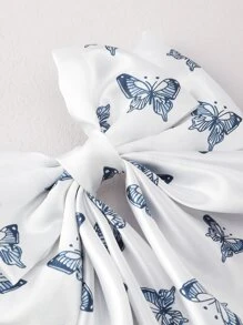 1件女士发饰，白色和蓝色蝴蝶结印花蝴蝶结发夹，适合日常、派对、婚礼、户外活动佩戴，头部饰品，女士发饰，爪夹，发卡 - 彩色 - 查看 3