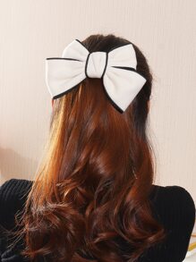 1pc Autumn & Winter Lady Hair Accessory,-Inspired Black & White Bowknot Hair Clip - White - View 1