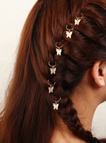6 Piezas Brazalete Para El Cabello Con De Mariposa - Dorado - Ver 1