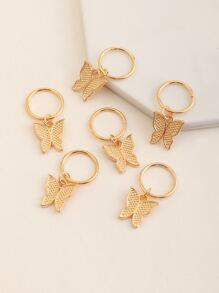 6 Piezas Brazalete Para El Cabello Con De Mariposa - Dorado - Ver 2