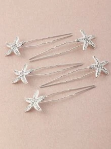 5入組海星設計髮夾 - 銀色 - 查看 2