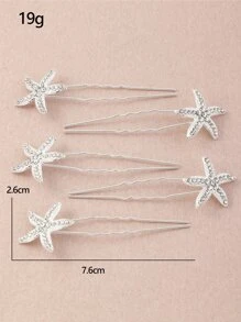 5入組海星設計髮夾 - 銀色 - 查看 4