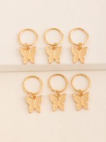 6 Piezas Brazalete Para El Cabello Con De Mariposa - Dorado - Ver 5