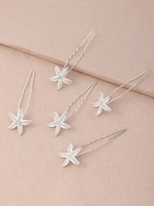 5入組海星設計髮夾 - 銀色 - 查看 6