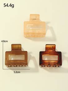 3入組壓克力髮爪 - 棕色 - 查看 3