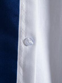 Manfinity Homme Men Block Striped Shirt Without Tee - Blue and White - View 4