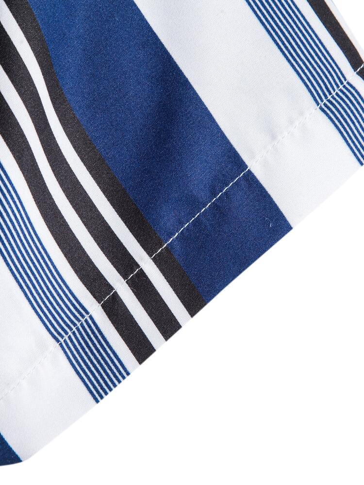 Manfinity Homme 男士塊狀條紋襯衫不帶T恤 - 藍白色 - 查看 6