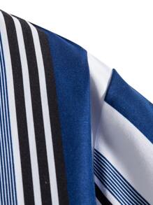 Manfinity Homme Men Block Striped Shirt Without Tee - Blue and White - View 5