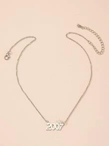 數字吊墜項鏈 - 銀色 - 查看 2