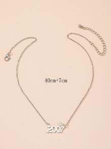 數字吊墜項鏈 - 銀色 - 查看 4