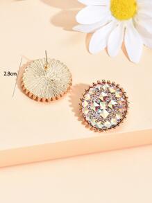 1 对简约时尚合金圆盘耳环，适合女性日常佩戴，节日礼物 - 彩色 - 查看 3