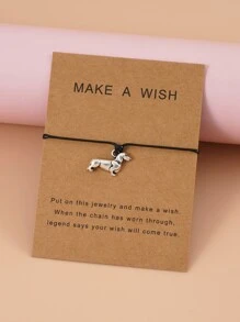 Dog Charm Bracelet - Black - View 2