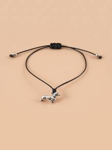 Dog Charm Bracelet - Black - View 5