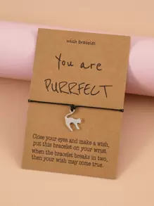 貓吊墜手環 - 黑色 - 查看 1