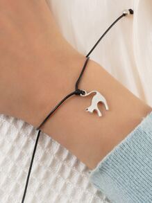 貓吊墜手環 - 黑色 - 查看 2