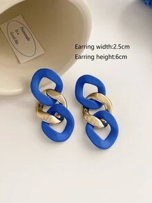 Pendientes largos vinculado con cadena - Multicolor - Ver 2