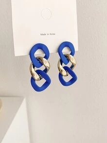 Pendientes largos vinculado con cadena - Multicolor - Ver 4