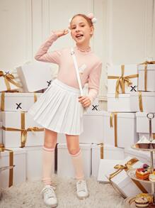 Pippustudio Girls Lettuce Trim Cartoon Graphic Tee - Baby Pink - View 4