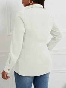 Blusa girante delantero bajo asimétrico - Blanco - Ver 2