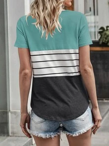 เสื้อยืด ลายแถบ และ บล็อคสี - มัลติคัลเลอร์ - ดู 2