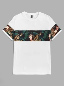 Manfinity RSRT Men Tropical Print Colorblock Tee - Multicolor - View 1