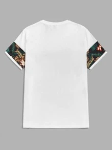 Manfinity RSRT Men Tropical Print Colorblock Tee - Multicolor - View 2