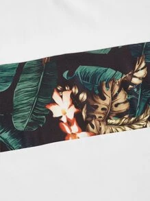 Manfinity RSRT Men Tropical Print Colorblock Tee - Multicolor - View 3