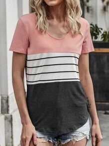 เสื้อยืด ลายแถบ และ บล็อคสี - มัลติคัลเลอร์ - ดู 6