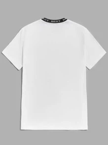 GENTILAND 男士棉字母刺繡獨角獸樣式T恤 - 白色 - 查看 2