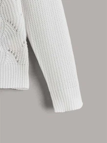 Girls Bow Front Pointelle Knit Cardigan - White - View 4