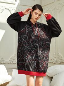 Anne Kyrsten Graffiti Print Drop Shoulder Sweatshirt Dress - Multicolor - View 1