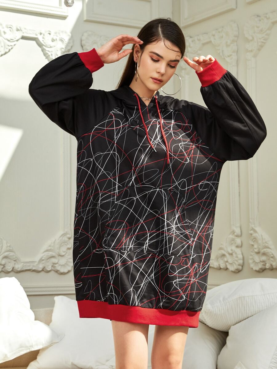 Anne Kyrsten Graffiti Print Drop Shoulder Sweatshirt Dress - Multicolor - View 1