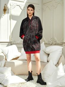 Anne Kyrsten Graffiti Print Drop Shoulder Sweatshirt Dress - Multicolor - View 5