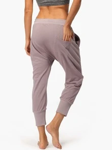 icyzone 腰部抽繩斜口袋運動褲 - 淺灰紫 - 查看 2